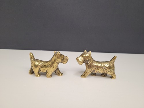 Vintage brass dog pair - pair,