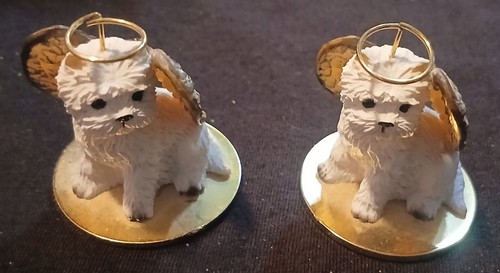 Pair white terrier figurine - terrier,
